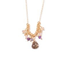 Multi gemstone pendant necklace, Brass 22k gold plated jewelry, wholesale jewelry